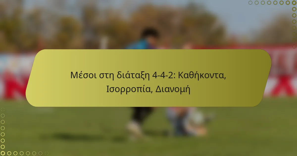 Μέσοι στη διάταξη 4-4-2: Καθήκοντα, Ισορροπία, Διανομή